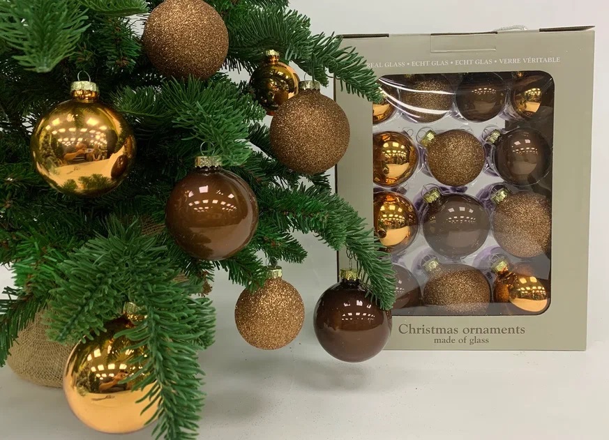 Украшение новогоднее Шар Шоколадное Суфле, коричневый набор из 26шт, 24х15х24см по цене 