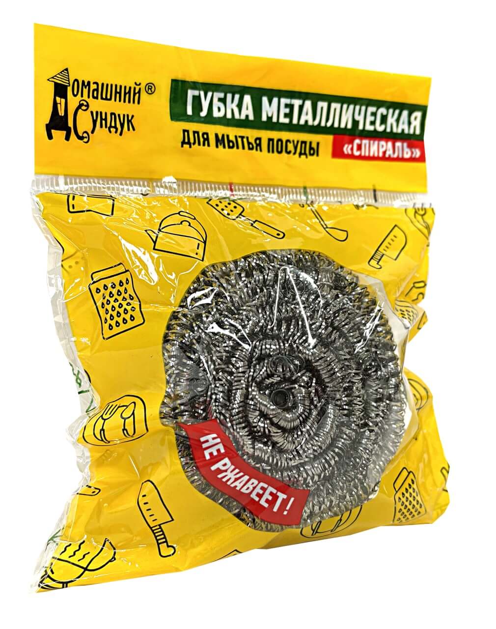 Губка для посуды Домашний Сундук металлическая спираль 20г по цене 