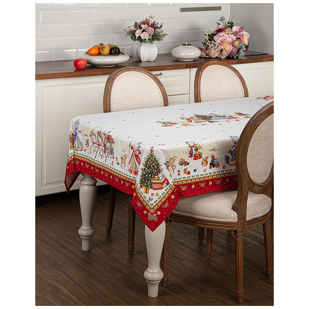 Скатерть С Новым Годом, хопок красный 140х180см по цене 