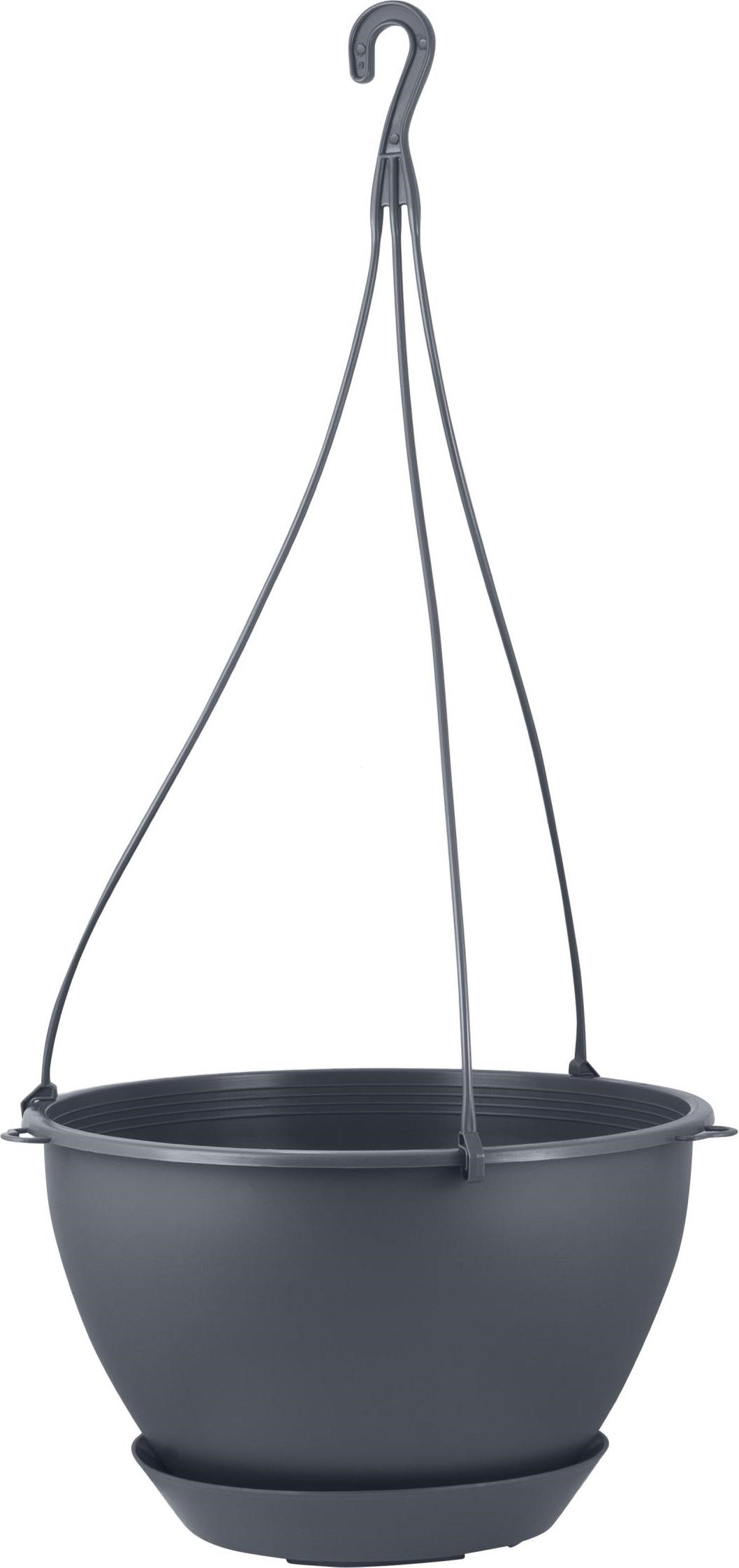 Горшок подвесной c поддоном ИнГрин Афина 4,5л, вулканический серый по цене 
