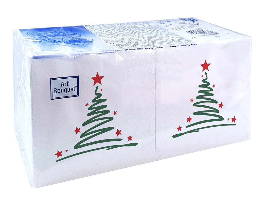 Салфетки бумажные С Новым годом 20х20см 2-х слойные 250л арт.57841 по цене 