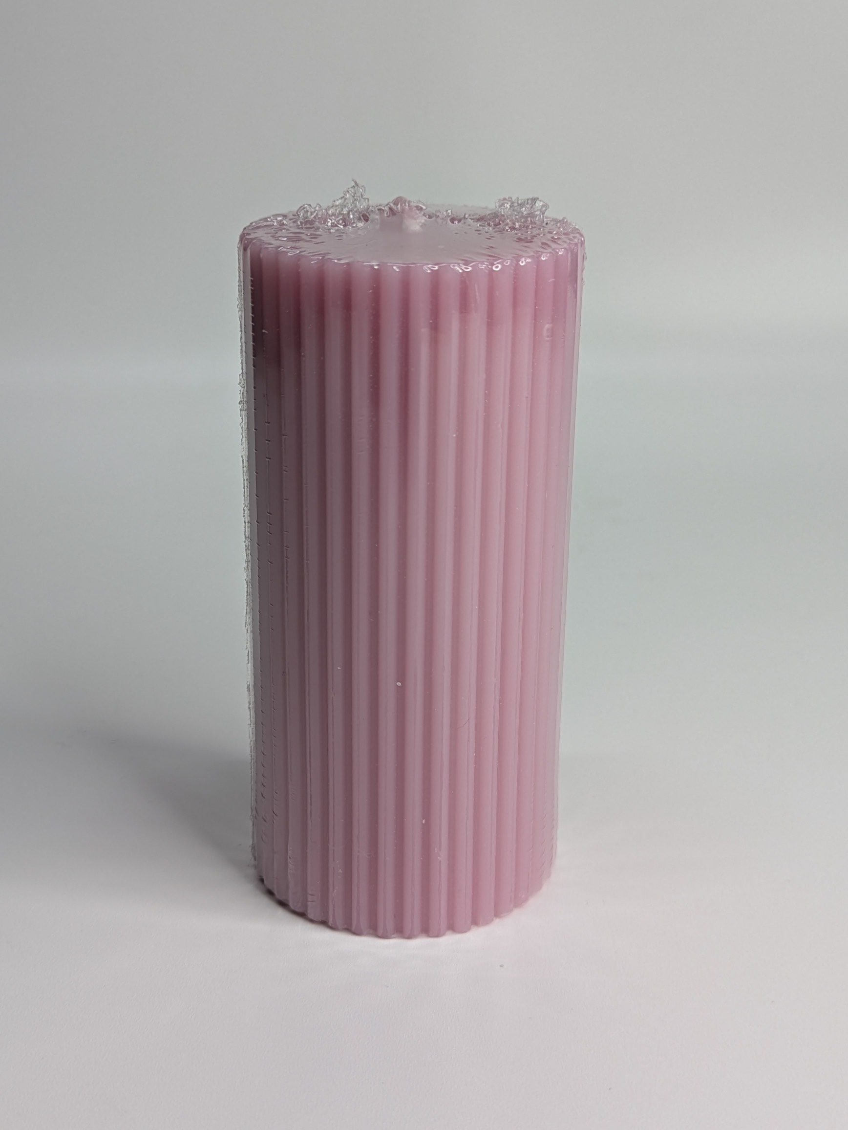 Свеча рифленая колонна 5х15см, пыльно-розовый по цене 