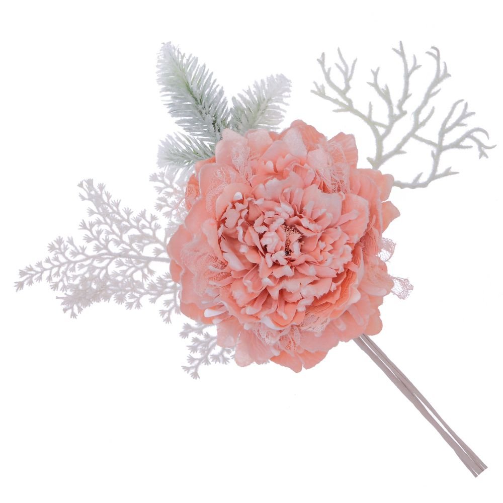 Цветок искусственный на ножке пудровый 18х11х43см по цене 