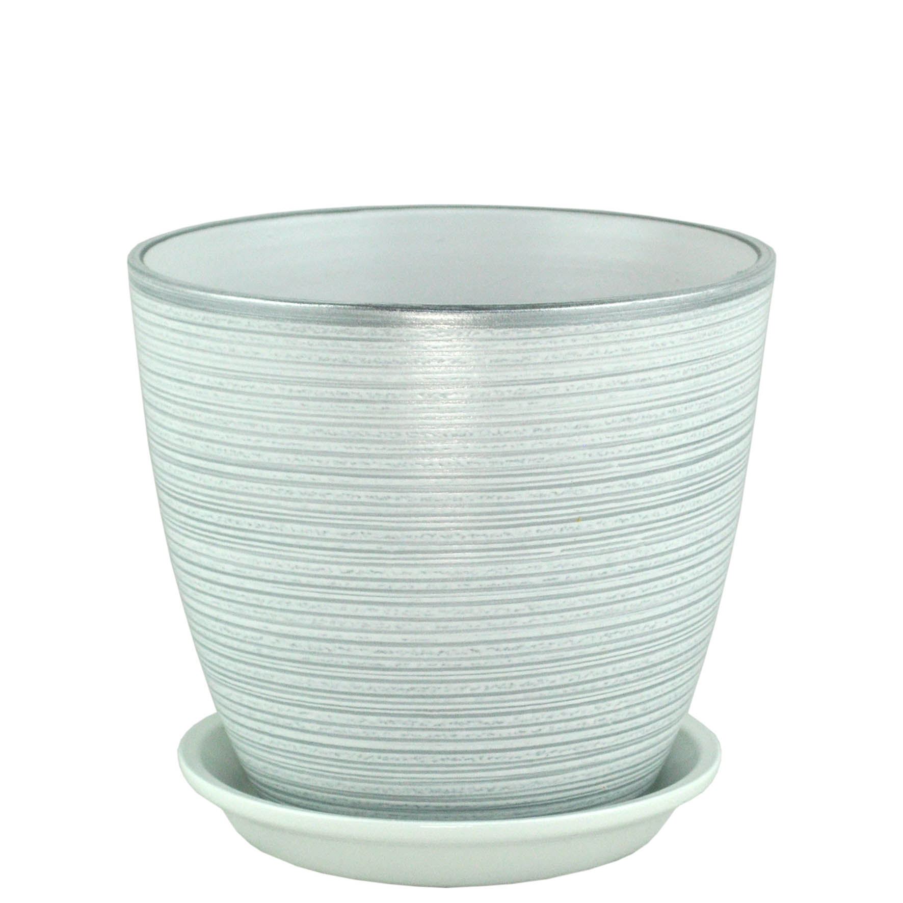 Горшок бутон Роспись 15см 1,7л керамика, бел/серебро арт.411009 по цене 