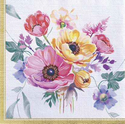 Салфетки бумажные Акварельные анемоны 33х33см 3-х слойные 20л арт.25285 по цене 