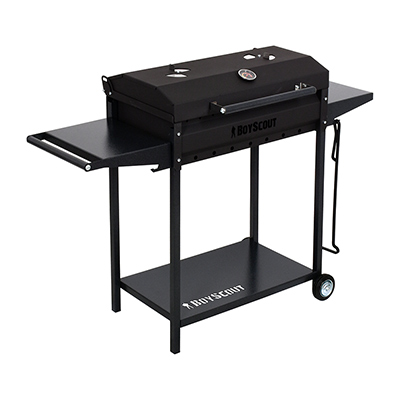 Мангал-гриль Бойскаут 122 х 49 х 90 см, с 2-мя столиками, крышкой, термометром, дровницей и кочергой по цене 