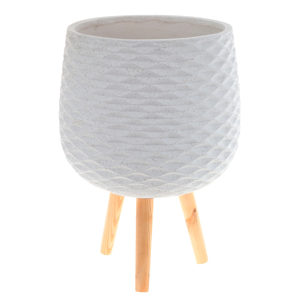 Кашпо Чаша на ножках, магнезия белый, 38х38х57см по цене 