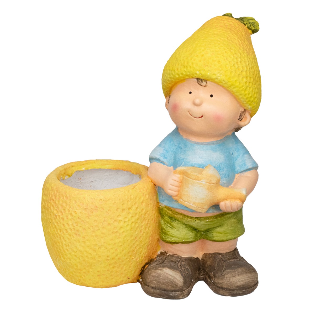 Фигура садовая Мальчик с лимоном 38х31х18,5см, магнезия по цене 