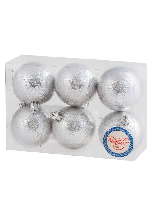 Украшение новогоднее Шар Серебряный калейдоскоп, полистирол, набор из 6шт 6х6х6см арт.87777 по цене 