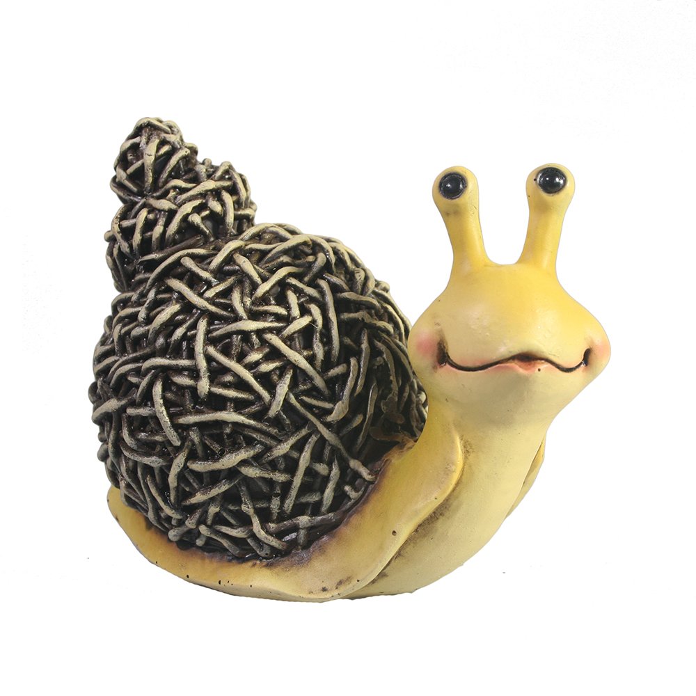 Фигура декоративная садовая Плетенная улитка, полистоун соломенный 14х10х10см по цене 