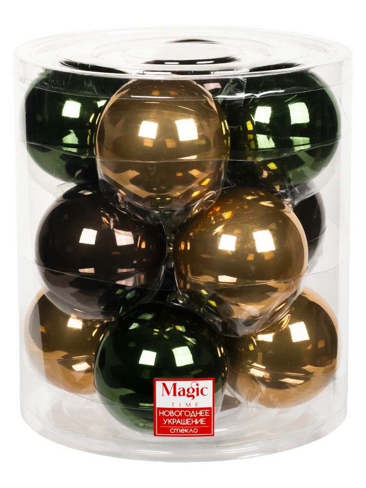 Украшение новогоднее Шар набор из 12шт 8см стекло арт.90755 по цене 