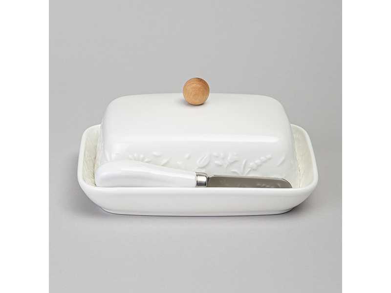 Масленка Лефард История цветов с дер. кнопкой, ножом для масла 16,5x12,5x8см арт.474-257 по цене 