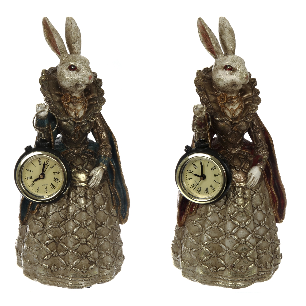 Фигурка декоративная Зайка с часами 12х9,5х24см 2в. арт.742438 по цене 