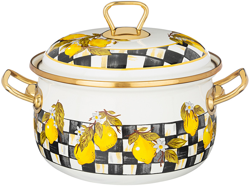 Кастрюля Агнесс с крышкой эмаль лимон 18см индукция 2,8л арт.950-552 по цене 