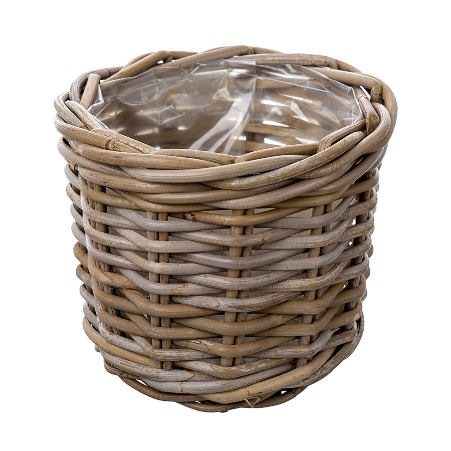 Кашпо плетеное ротанг серый 20х17см по цене 