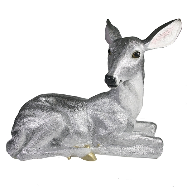 Фигура декоративная Олениха, полистоун серебро 38.5х17х31см по цене 