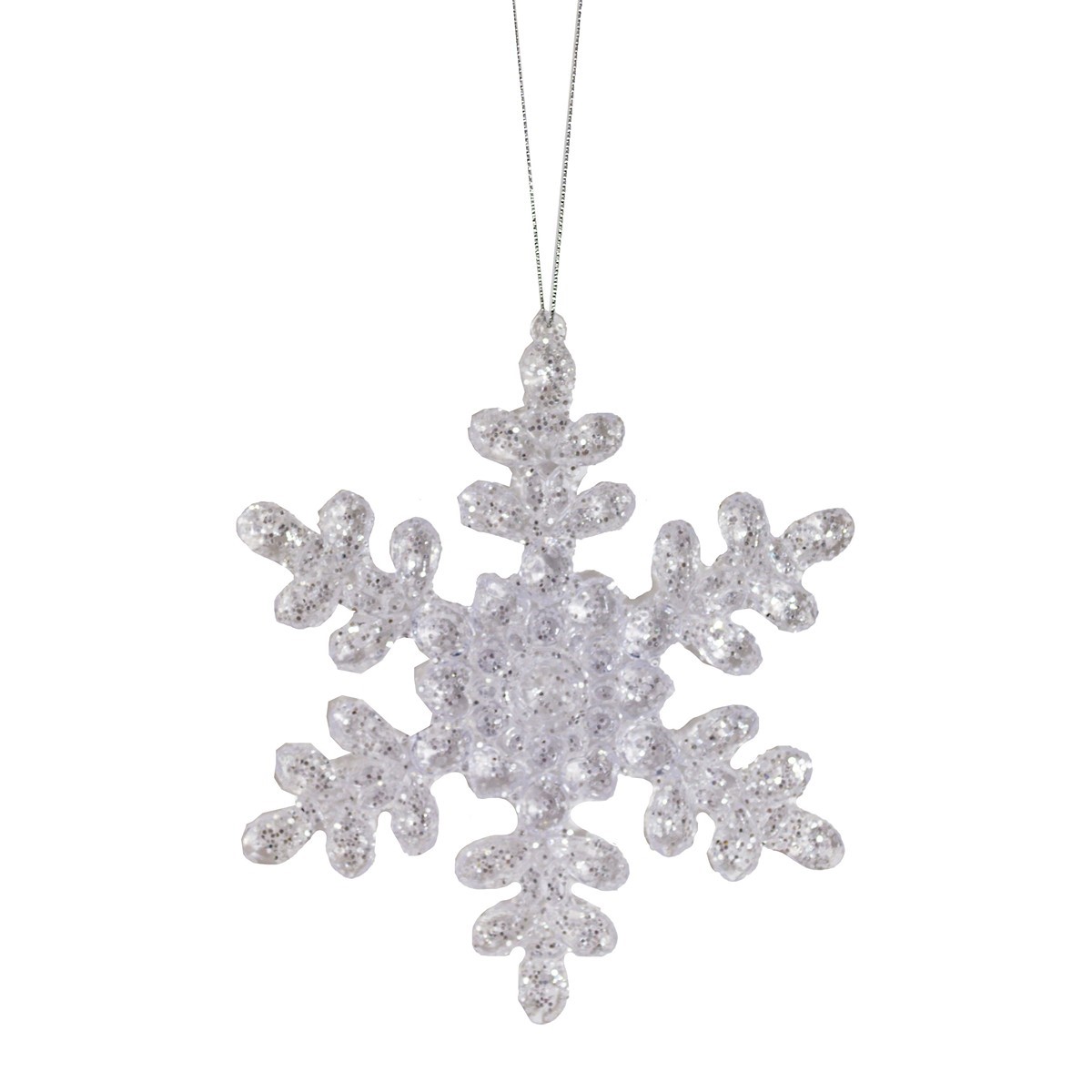 Украшение подвесное Снежинка с глиттером белый арт.к000023642 по цене 