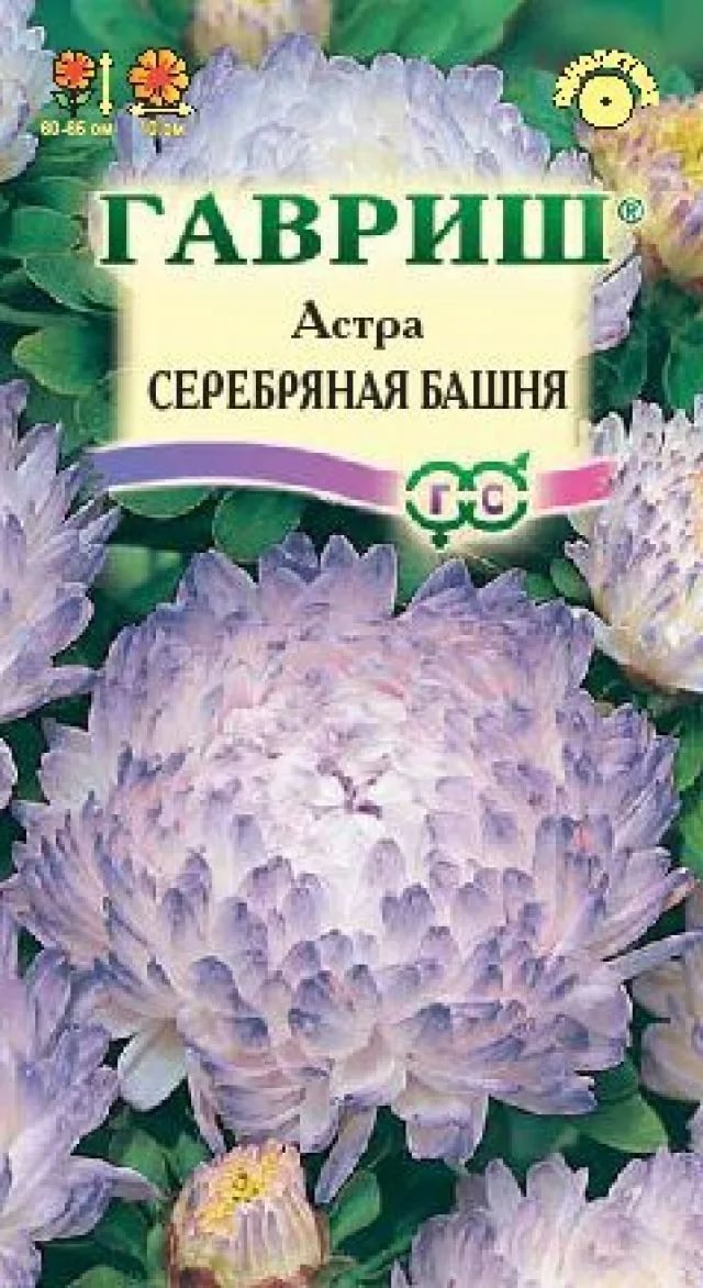 Семена астра Серебряная башня, пионовидная, лиловая 0,3г Гавриш 