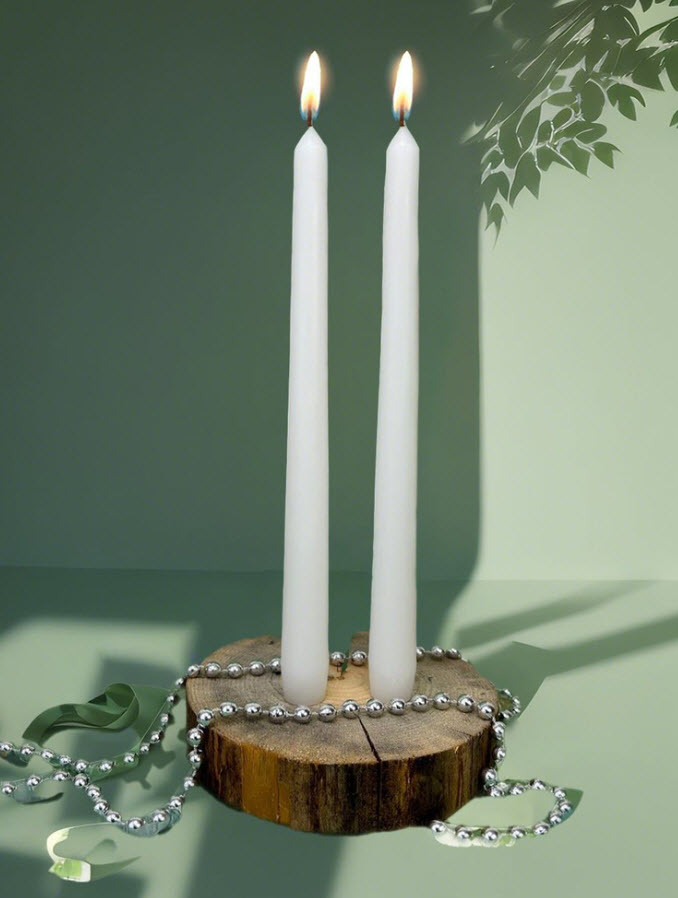 Набор конусных свечей 2шт 29х2,2см, белый по цене 