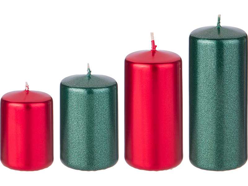 Набор свечей 4шт 7/8/10/12х12,5см красный и золотой металлик парафин арт.348-864 по цене 