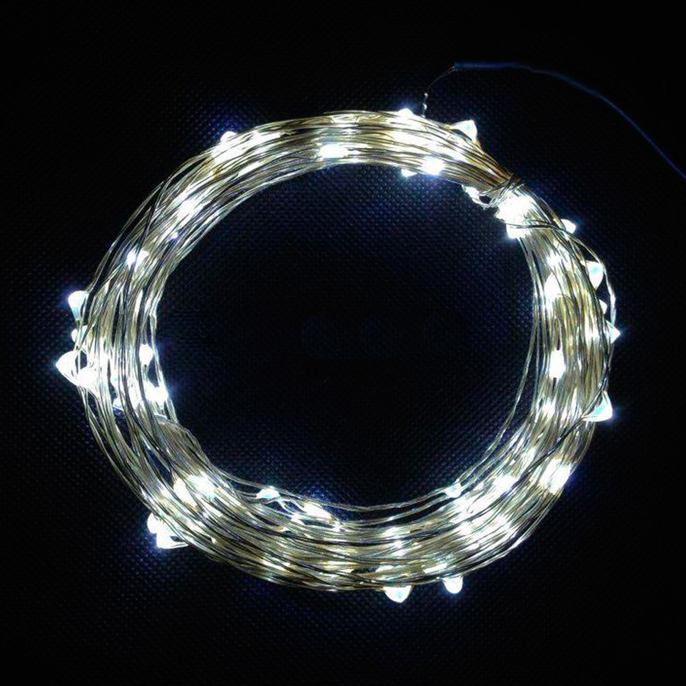 Электрогирлянда Нить внутр. 20 минидиодов 1,9м на батарейках белая по цене 