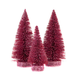 Набор елочек декоративных пластик розовый 15см по цене 