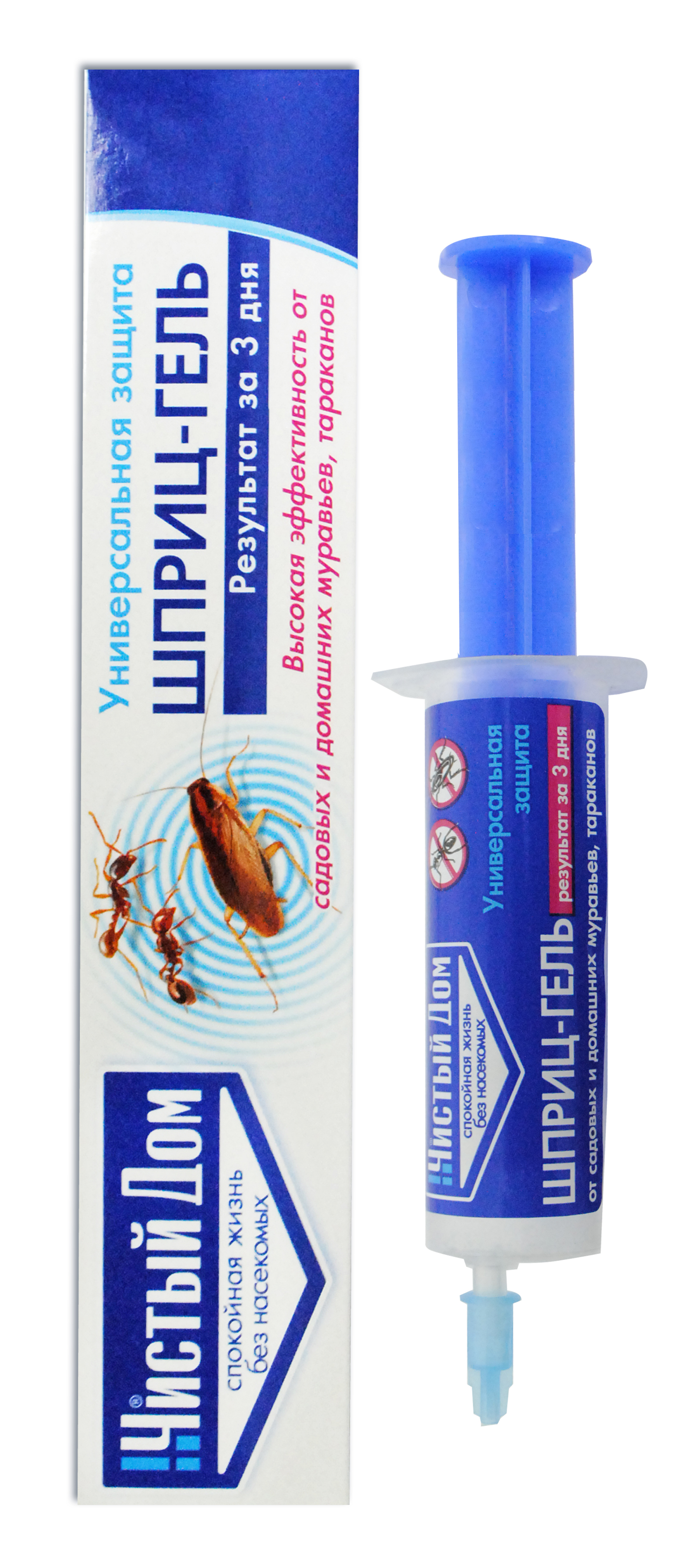 Инсектицид Чистый дом от тараканов и муравьев гель шприц 20мл по цене 