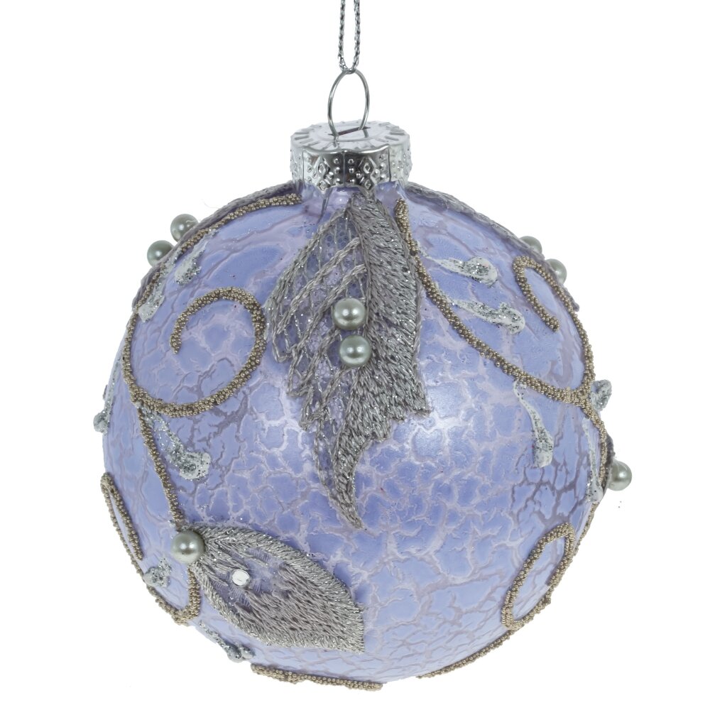 Украшение новогоднее Шар фиолетовый узоры 8х8х10см по цене 