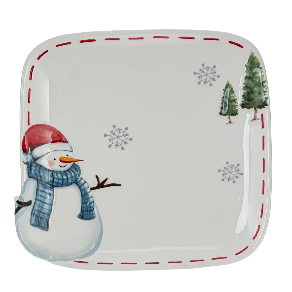 Блюдо Веселый Новый год 20,5х19,5х3см, керамика арт.805097 по цене 
