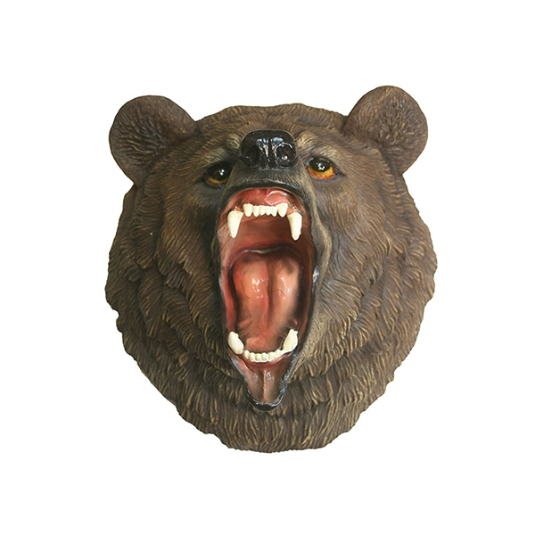 Фигура декоративная навесная Голова свирепого медведя полистоун 28х41х41см по цене 