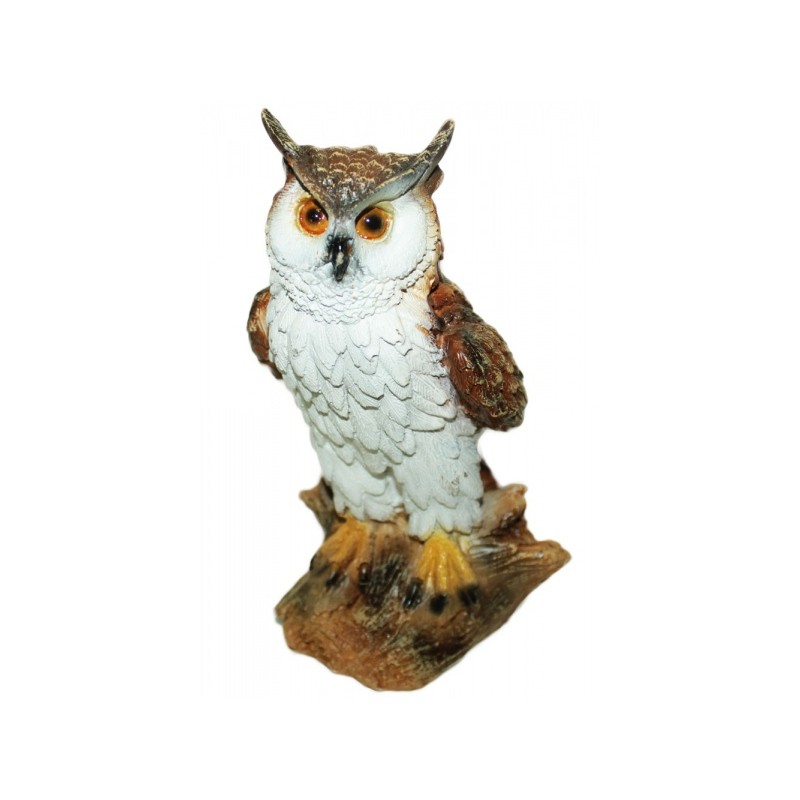Фигура декоративная садовая Филин маленький на бревне полистоун 20х38см по цене 