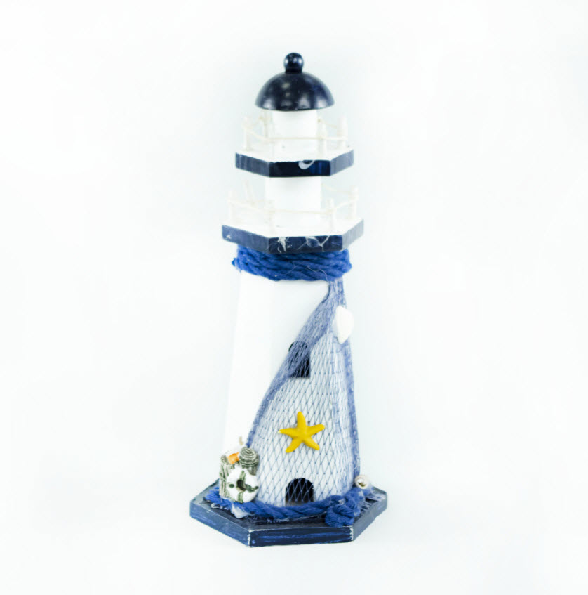Сувенир Маяк дерево 27см, бел/син по цене 