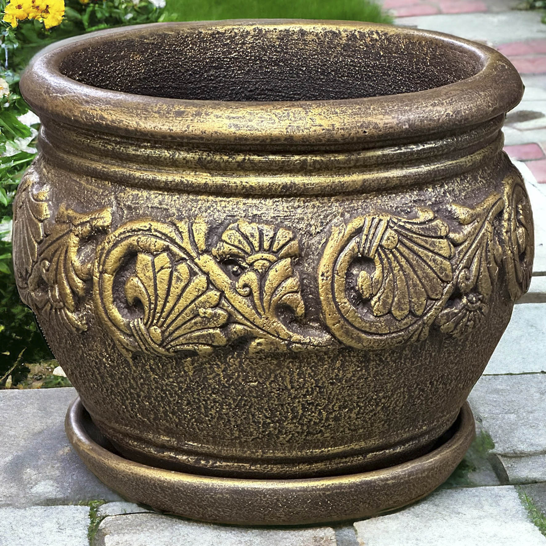 Горшок с поддоном Палермо 41х34см бронза арт.715329 по цене 