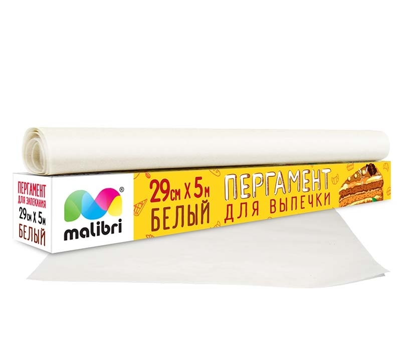 Пергамент для выпечки Малибри белый 29см 5м коробка арт.1005-001 по цене 