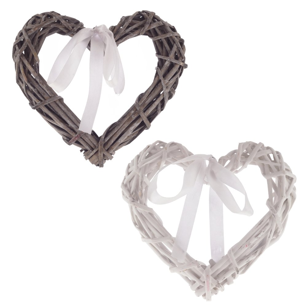 Изделие декоративное Сердце плетеное с белой тесьмой 20х4х19см дерево арт.401867 по цене 