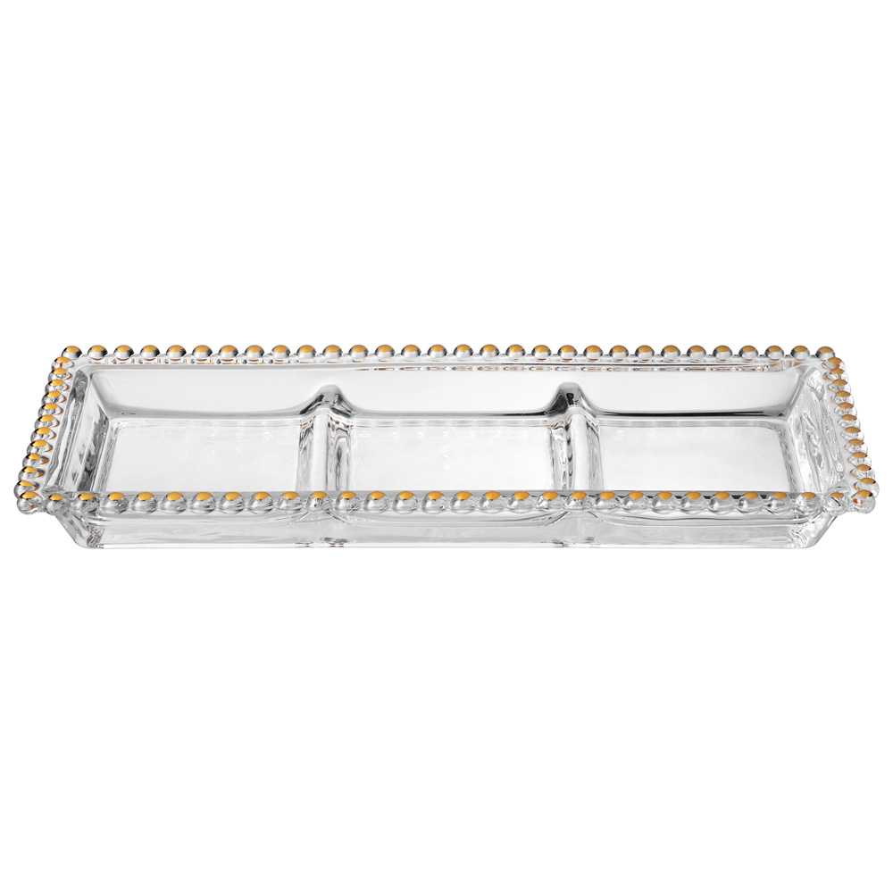 Блюдо сервировочное Золотой шарм 3 секции 30x13см, стекло арт.345-505 по цене 