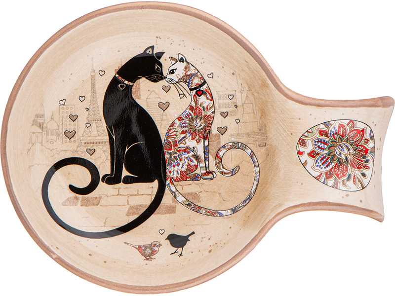 Подставка под ложку Агнесс Парижские коты 15x11,5x2,5см, керамика арт.358-1908 по цене 