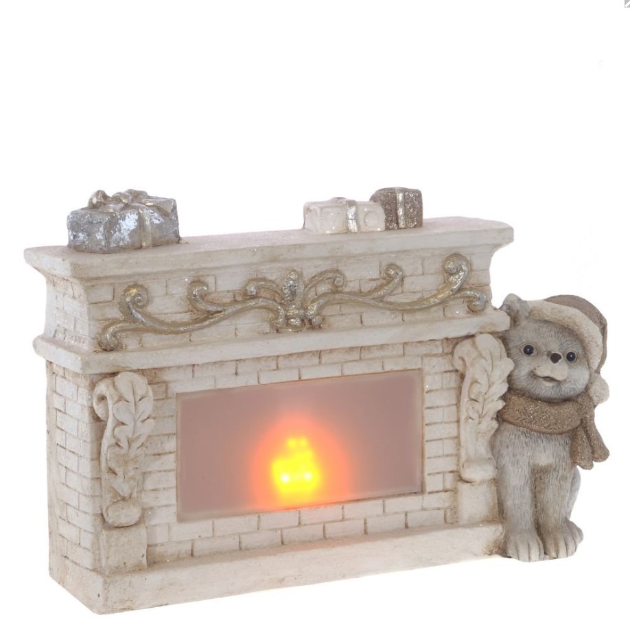 Фигура декоративная Камин с котенком большой Н-29см полистоун арт.НФ381 по цене 