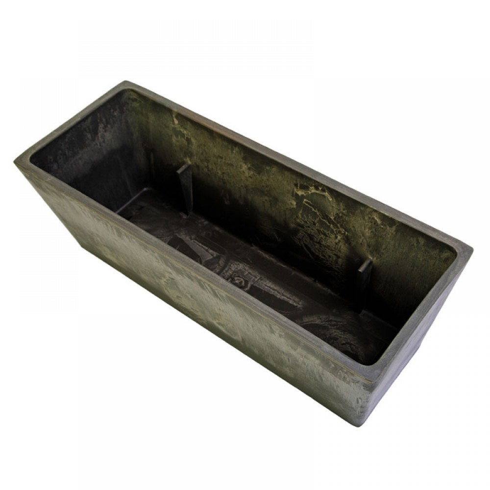 Кашпо балконное прямоугольное Гриншип 10л, 16х19х50см пластик темно-серое по цене 