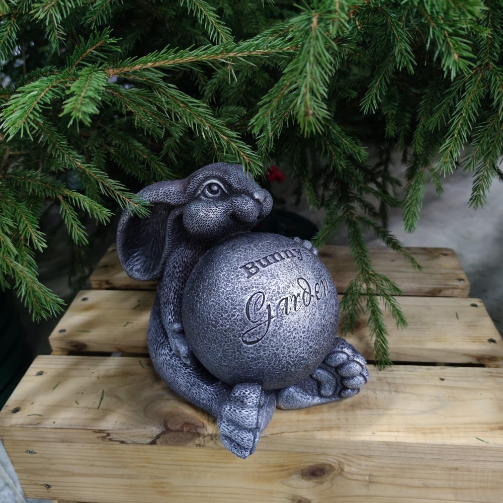 Фигура садовая Зайчик Малыш-Марио серебро 22х15х22см полистоун арт.Ф306с по цене 