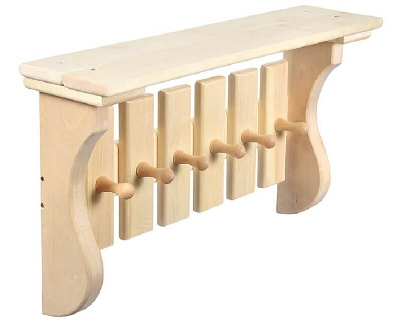 Полка с вешалкой Банные штучки 6 рожков, липа 54х31х14см по цене 