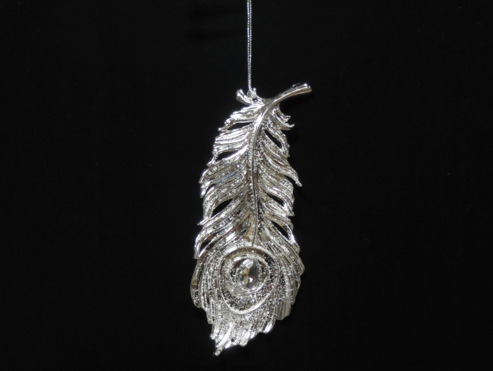 Украшение подвесное Перо павлина с глиттером 17см арт.к000019518 по цене 