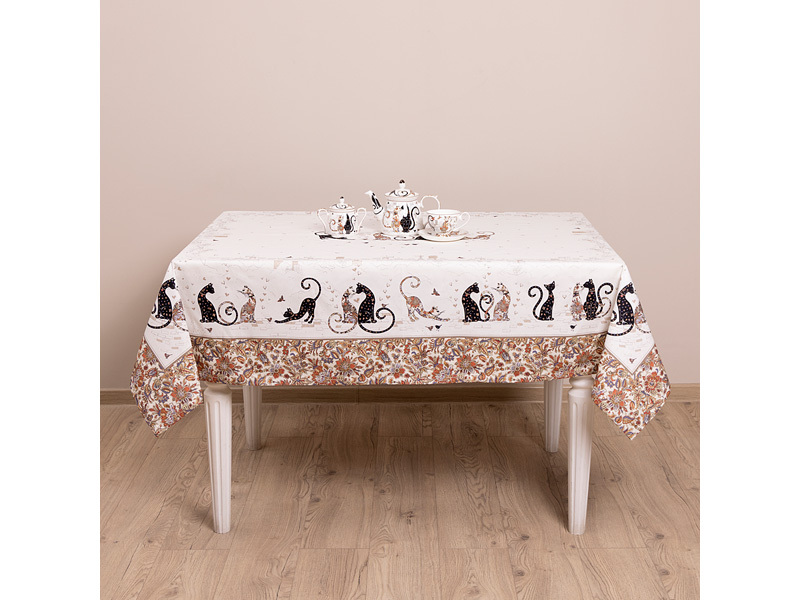 Скатерть Парижские коты 140х180см, хлопок, твил с пропиткой арт.850-746-2 по цене 