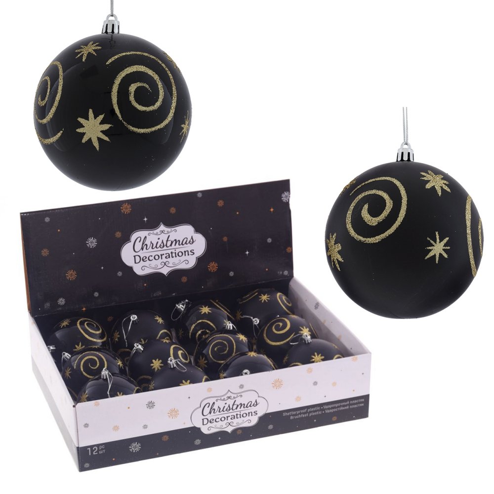 Украшение новогоднее Шар Звездное небо, черный 1шт, 10см по цене 
