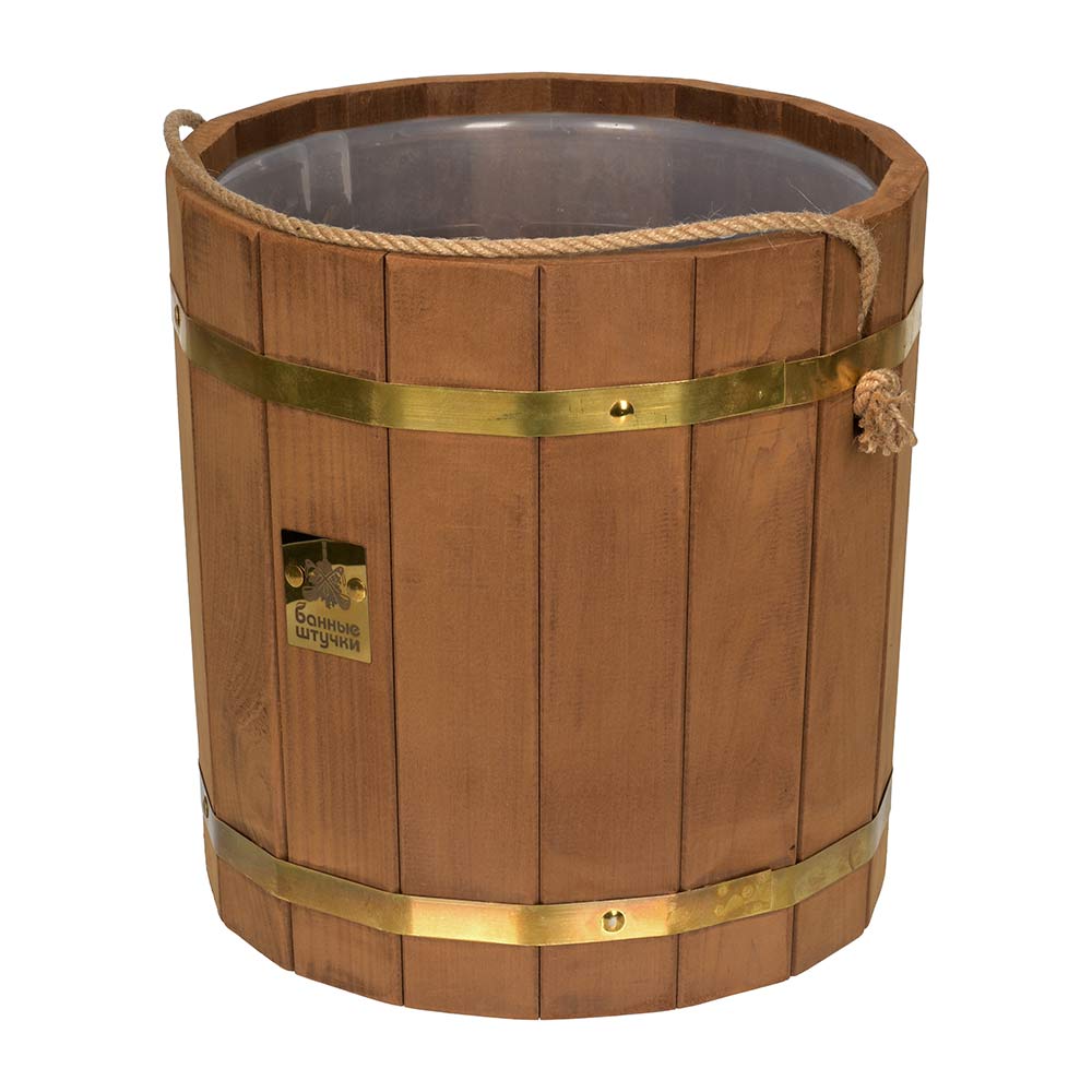 Ведро термо с латунным обручем Банные штучки пластиковой вставкой липа 13 л по цене 