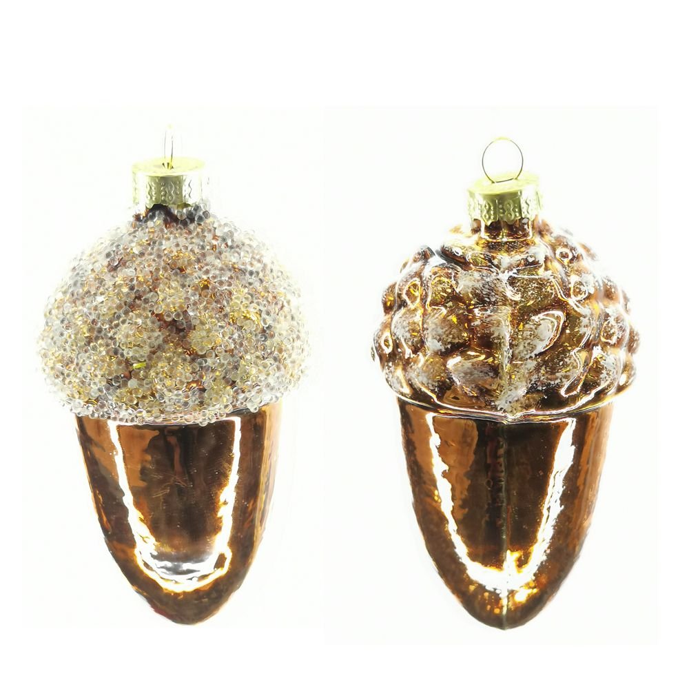 Украшение новогоднее Желудь 5,5х5,5х10см стекло арт.753064 по цене 