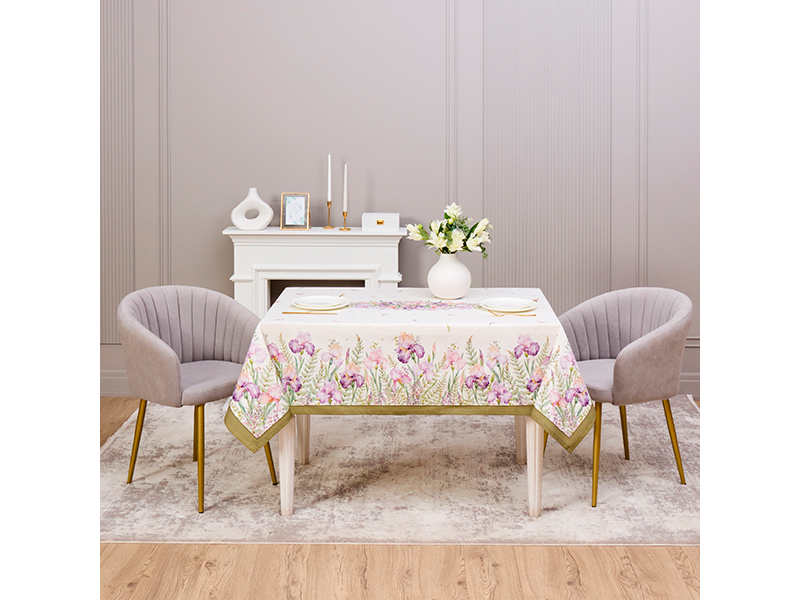 Скатерть с пропиткой Ирисы 140х180см, хлопок твил, белый арт.850-743-2 по цене 