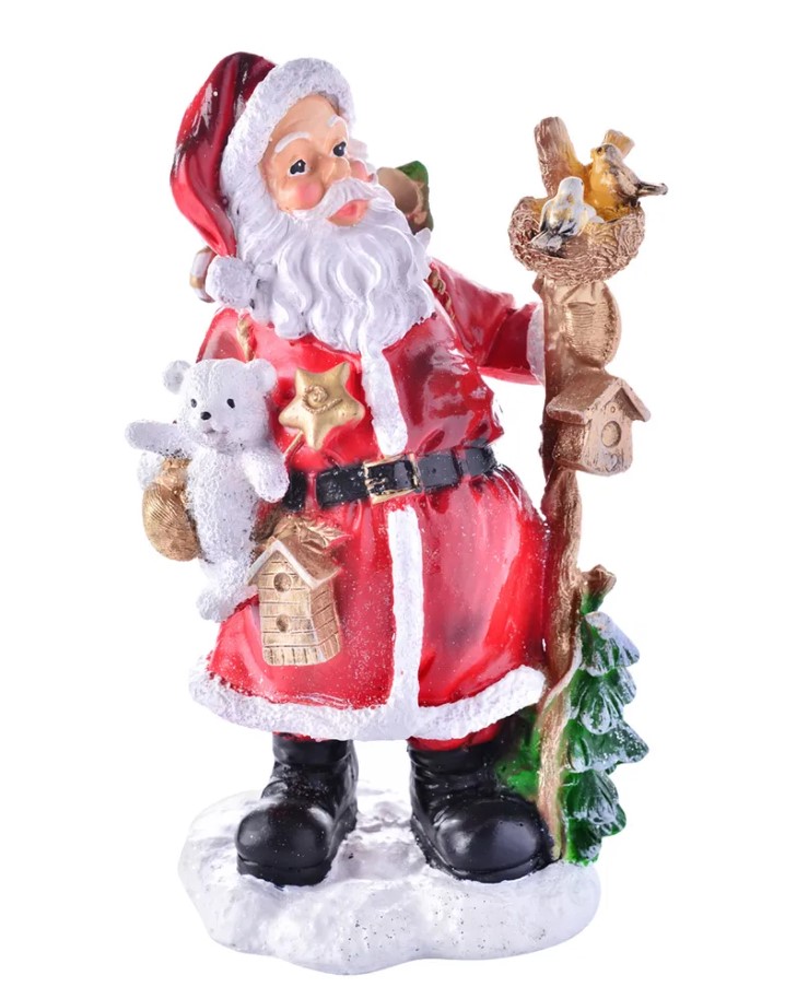 Фигура декоративная Дед мороз с гнездом птичек Н-42см полистоун арт.НФ296 по цене 