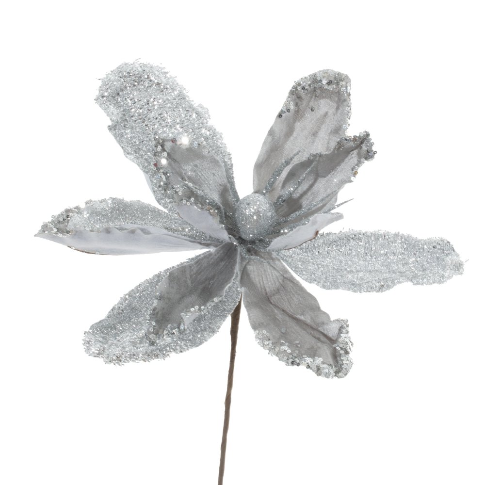 Цветок искусственный серебряный 33х33х53см по цене 