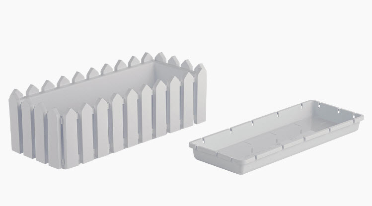 Кашпо прямоугольное Лардо 46,8х18,8х16см белый, пластик арт.КЛП-МТ001 по цене 